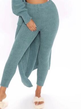 Fashion Nova Cozy Knit High-Waist Leggings - Teal Green